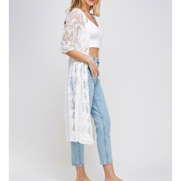 White Lace Kimono True Romance Full Length NWT - Picture 4 of 6